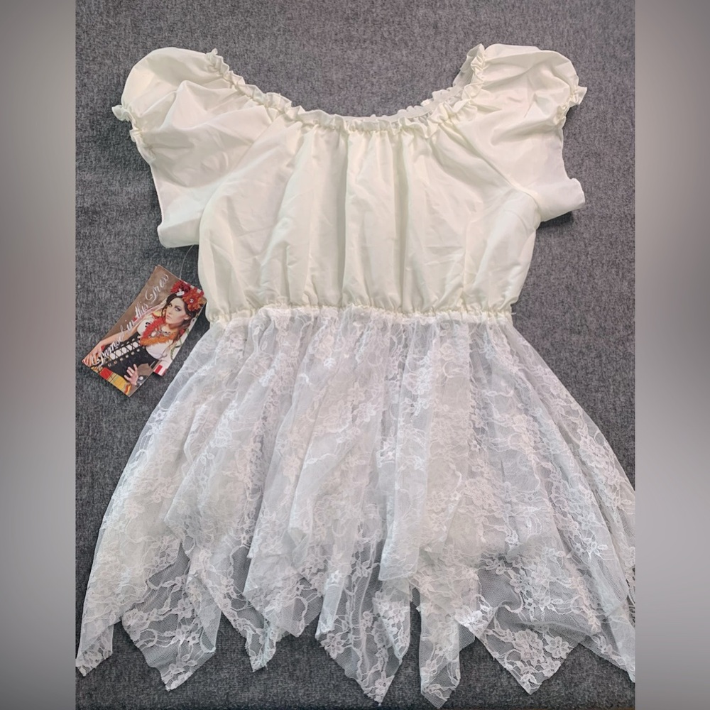 White Lace Peasant Blouse